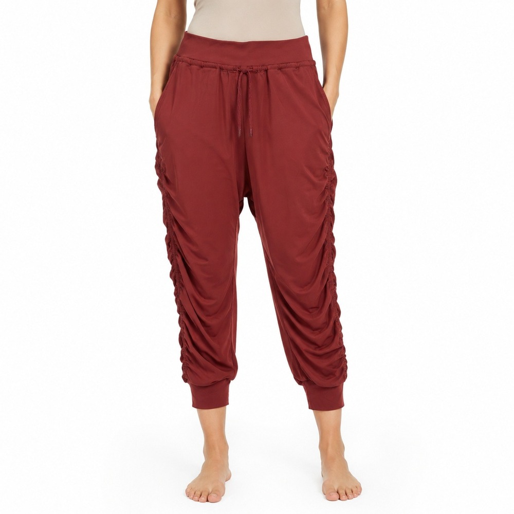 Athleta Attitude Lined Pant Women 10P Burgundy Ruched Jogger S/486216-01